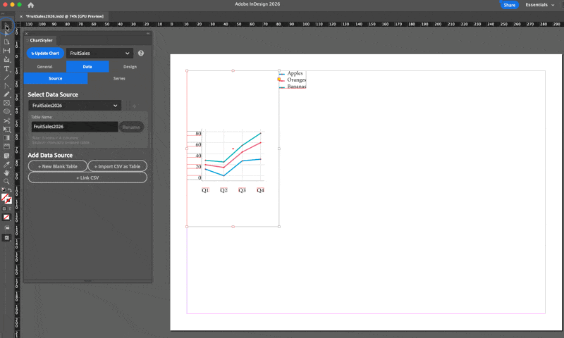 The Plugins Panel - Menu / Design / Resizing a Chart